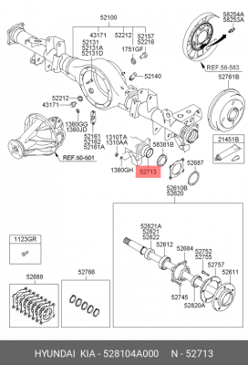 Hyundai Porter/Terracan сальник полуоси внутренний    37x62x14 528104A000 HYUNDAI KIA