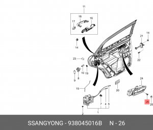 Винт саморез 938045016B SSANG YONG