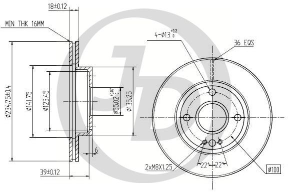 Mazda Demio Диск тормозной передний JBD0064 JUST DRIVE
