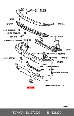 Toyota Corolla E18 заглушка крюка буксировочного 52127-02921 TOYOTA