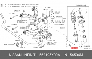 Nissan Pathfinder R51 Втулка перед амортизатора нижняя 562195X00A NISSAN INFINITI