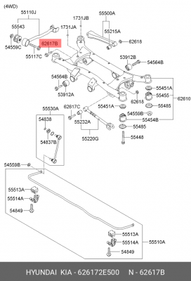 Болт амортизатора 626172E500 HYUNDAI KIA