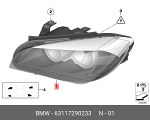BMW X1 2012- фара передняя левая не ксенон 63 11 7 290 233 BMW
