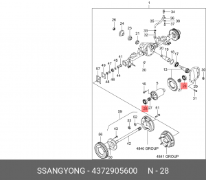 SS Kyron, Action, Rex подшипник дифференциала (внутренний) TONGIL 4372905600 SSANG YONG
