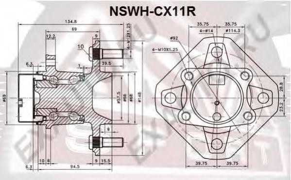 Ступица задняя (СТУПИЦА ЗАДНЯЯ С ДАТЧИКОМ АБС) NSWH-CX11R ASVA