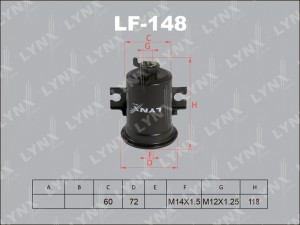 ФИЛЬТР ТОПЛИВНЫЙ TOYOTA COROLLA 1.3-1.6 92-99/STARLET 1.3 96-99 LF-148 LYNXAUTO