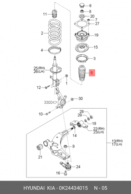 Kia Spectra пыльник переднего амортизатора 0K244-34015 HYUNDAI KIA