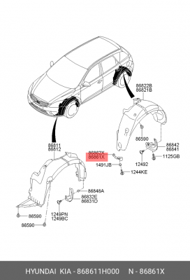 Kia Cee'd 10 Отсекатель задний левый 868611H000 HYUNDAI KIA