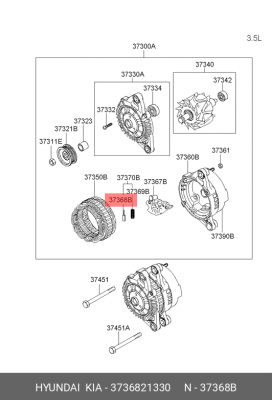 Hyundai/Kia Щетка генератора (1 шт) 3736821330 HYUNDAI KIA