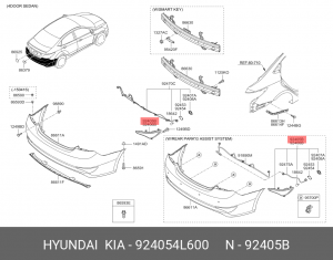 Hyundai Solaris 14- фонарь противотуманный зад. лев / бампер седан 924054L600 HYUNDAI KIA