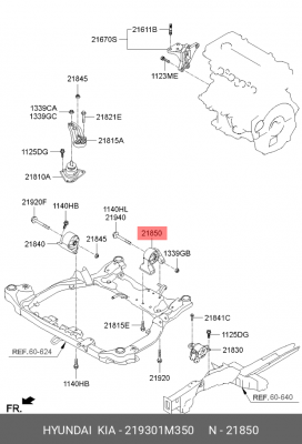Опора двигателя задняя 219301M350 HYUNDAI KIA