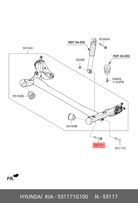 Hyundai Solaris 11-17/Kia Rio 11-17 болт сайлентблока задней балки 55117-1G100 HYUNDAI KIA