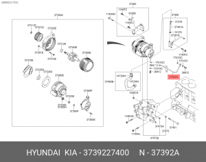 Santa Fe 06-10 2.2 трубка охлаждения генератора 3739227400 HYUNDAI KIA
