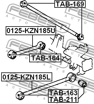 Toyota LC Prado 90 сайлентблок задней нижней продольной тяги TAB-163 FEBEST