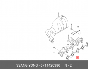 SsangYong Actyon new 2.0D прокладка выпускного коллектора 6711420380 SSANG YONG