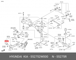Hyundai Santa FE DM Сайлентблок заднего продольного рычага правый 552752W000 HYUNDAI KIA