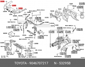 Toyota Corolla пистон крепления верхней накладки переднего бампера 90467-07217 TOYOTA