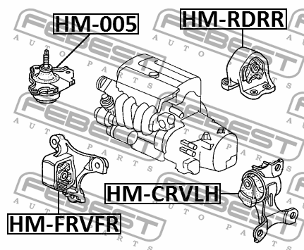Honda CR-V 02-06 Опора ДВС задняя HM-RDRR FEBEST