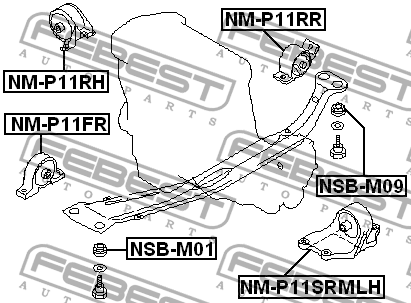 Подушка двигателя левая NM-P11SRMLH FEBEST