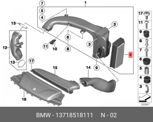 BMW 3/4/5/6/7/X5/X6 10- Сменный элемент воздушного фильтра 13 71 8 518 111 BMW