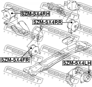 Подушка двигателя правая (Опора двигателя SUZUKI SX4 06-13 прав.гидрав.) SZM-SX4RH FEBEST