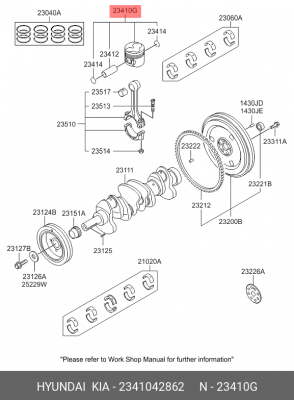 Hyundai Porter Поршень STD 2341042862 HYUNDAI KIA