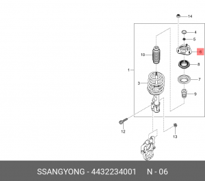 SS Actyon 11 - опора переднего амортизатора(без подшипника) 4432234001 SSANG YONG