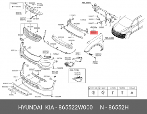 Hyundai Santa Fe 13- Кронштейн переденго бампера правый 865522W000 HYUNDAI KIA