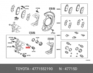 Toyota Corolla E150, Camry V40, RAV 4 палец суппорта верхний 47715-52190 TOYOTA