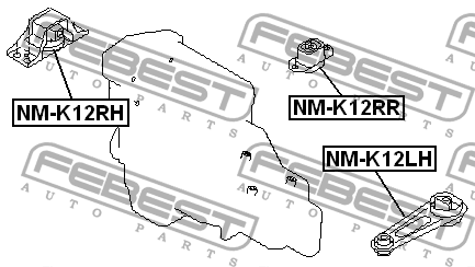 Nissan Micra K12, Note, Tiida Подушка двигателя левая нижняя (гитара) NM-K12LH FEBEST