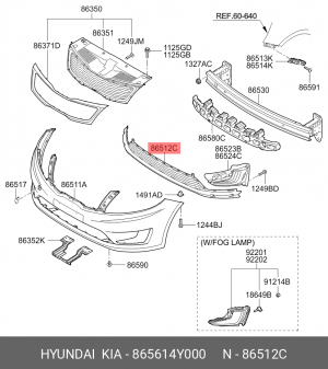 Kia Rio c 12 Решетка бампера 865614Y000 HYUNDAI KIA