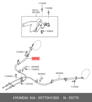 Hyundai Terracan Трос ручного тормоза правый 59770H1000 HYUNDAI KIA