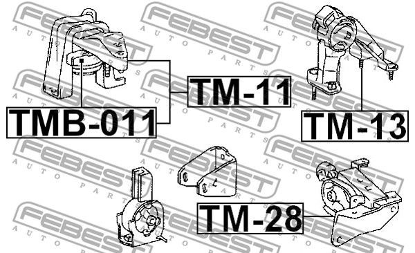 Toyota Corolla 00-07 опора ДВС правая TM-11 FEBEST