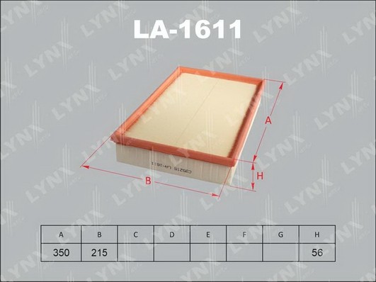 Фильтр воздушный  VOLVO S60 2.0T 01-S80 2.0-3.0T 98-06 LA-1611 LYNXAUTO