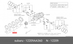 Subaru EJ204 к-т коренных вкладышей СТД. 12209AA360 SUBARU