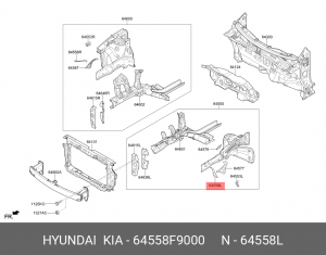 Кронштейн металлический переднего левого крыла 64558F9000 HYUNDAI KIA