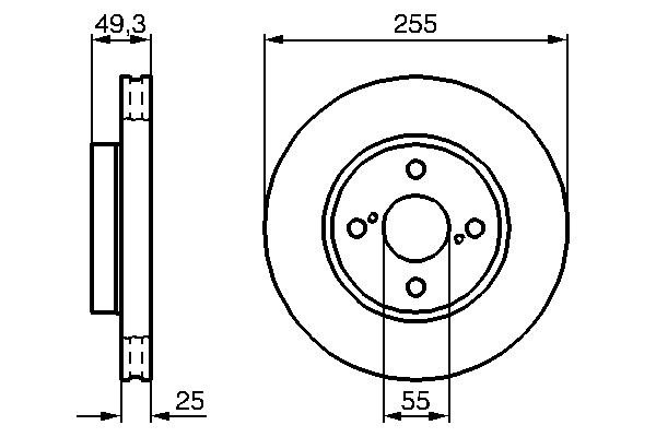 Toyota Corolla E120 диск тормозной передний 0 986 479 085 BOSCH
