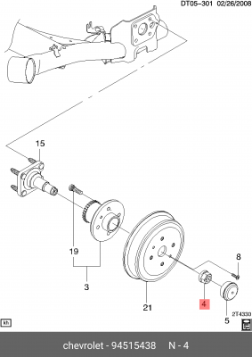 Chevrolet Aveo 04-10 гайка зад ступицы 94515438 GENERAL MOTORS