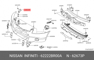 Nissan Qashqai кронштейн переднего бампера правый 62222-BR00A NISSAN INFINITI