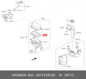 Hyundai Solaris 11-17/Kia Rio 12-17/Soul 11-17-VIN Фильтр воздушный 28113-1R100 HYUNDAI KIA