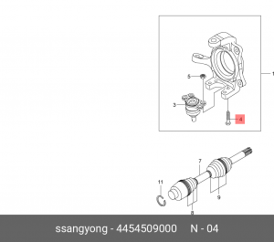 SS Kyron 07-/Actyon 07-10 болт шаровой опоры(8шт/авто) 4454509000 SSANG YONG