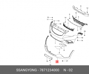 SS Actyon new - юбка бампера 7871234000 SSANG YONG