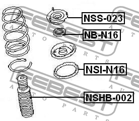 Nissan Almera Classic прокладка резиновая верхняя передней пружины NSI-N16 FEBEST