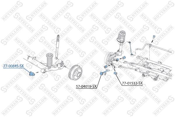 Renault Logan сайлентблок задней балки 77-00845-SX STELLOX