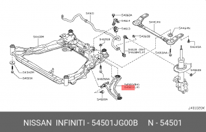 Nissan X-Trail T31, Qashqai рычаг перелний нижний левый 54501JG00B NISSAN INFINITI