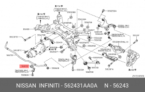 Nissan Murano Z51 08-, Teana J32 втулка заднего стабилизатора 56243-1AA0A NISSAN INFINITI