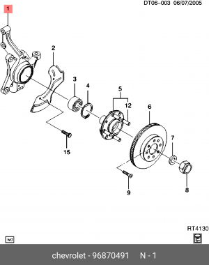 Chevrolet Aveo 04-10 кулак поворотный лев 96870491 GENERAL MOTORS