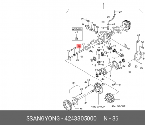 SSANG YONG / кольцо стопорное задней полуоси 4243305000 SSANG YONG