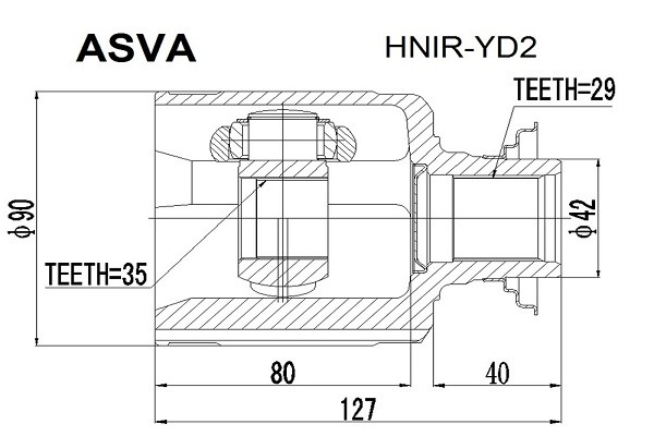 Acura MDX Шрус передний правый внутренний HNIR-YD2 ASVA