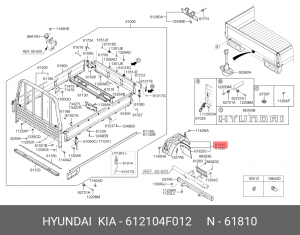 Hyndai Porter 07- крыло зад 612104F012 HYUNDAI KIA